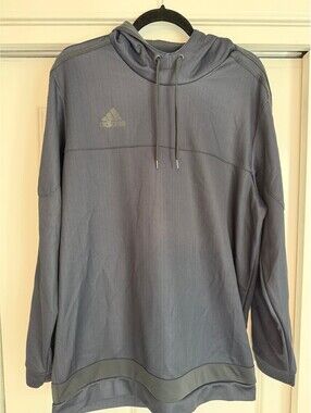 Adidas Hoodie Mens XL Grey Sweatshirt Pullover Drawstring Climalite